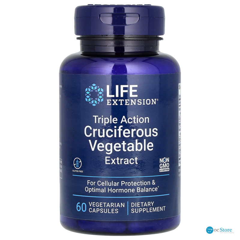 Екстракт хрестоцвітих овочів, Triple Action Cruciferous Vegetable Extract, Life Extension, потрійної дії, 60 капсул