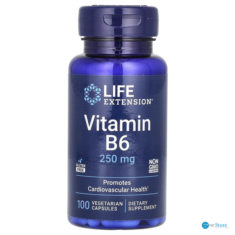 Вітамін В6 (піридоксин), Vitamin B6, Life Extension, 250 мг, 100 вегетаріанських капсул