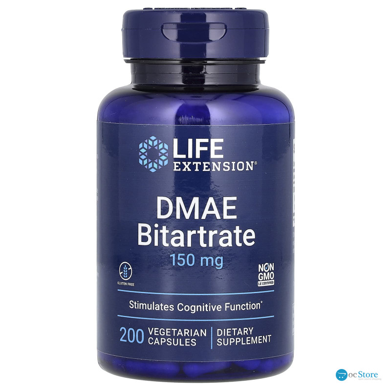 DMAE (Диметиламіноетанол), DMAE Bitartrate, Life Extension, 150 мг, 200 капсул