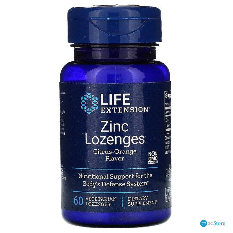 Оксид цинку, льодяники, Zinc, Life Extension, апельсиновий смак, 60 цукерок