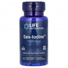 Йод, Sea-Iodine, Life Extension, 1000 мкг, 60 вегетаріанських капсул