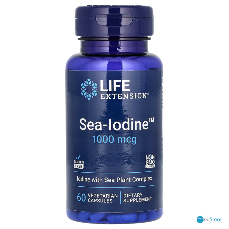 Йод, Sea-Iodine, Life Extension, 1000 мкг, 60 вегетаріанських капсул