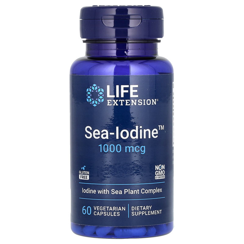 Йод, Sea-Iodine, Life Extension, 1000 мкг, 60 вегетаріанських капсул