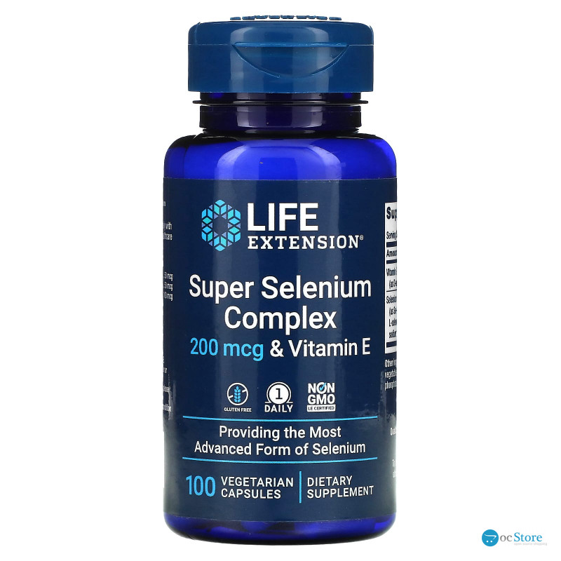 Селен із вітаміном Е, суперкомплекс, Super Selenium Complex & Vitamin E, Life Extension, 200 мкг, 100 вегетаріанських капсул