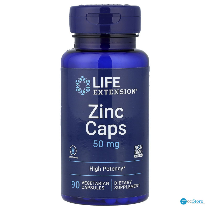 Цинку цитрат, Zinc Caps, Life Extension, високоефективний, 50 мг, 90 вегетаріанських капсул