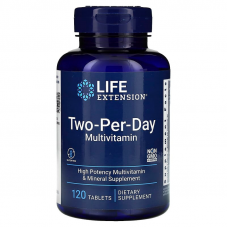 Мультивітаміни, Two-Per-Day Multivitamin, Life Extension, по 2 на день, 120 таблеток