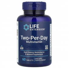Мультивітаміни, Two-Per-Day Multivitamin, Life Extension, по 2 в день, 60 таблеток