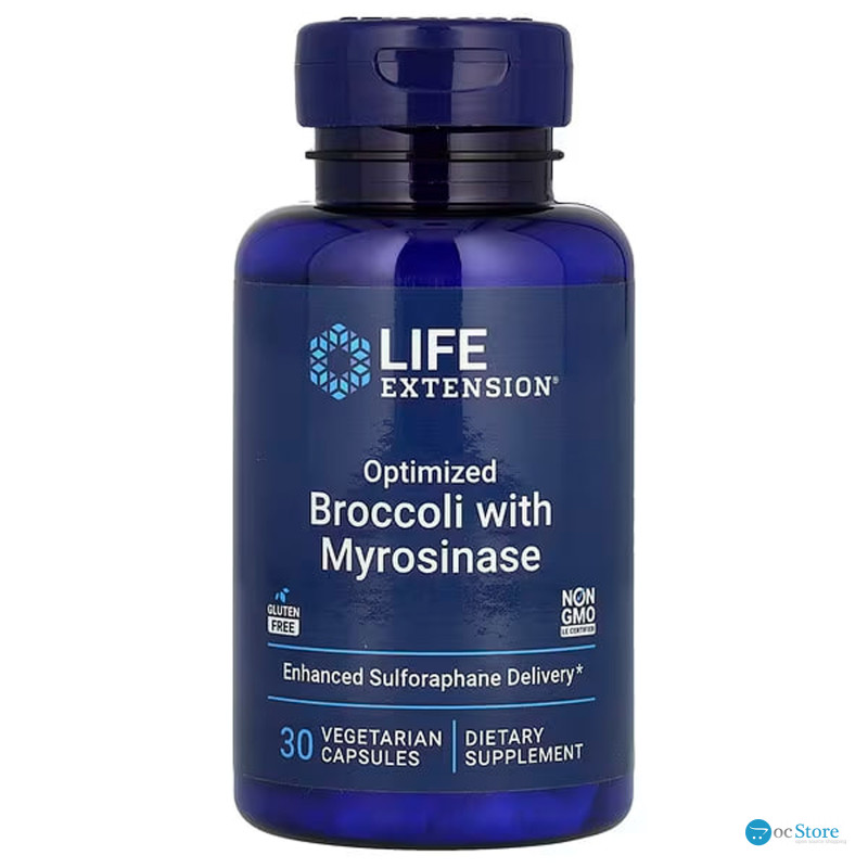 Брокколі з мірозиназою, Optimized Broccoli with Myrosinase, Life Extension, оптимізована суміш, 30 вегетаріанських капсул