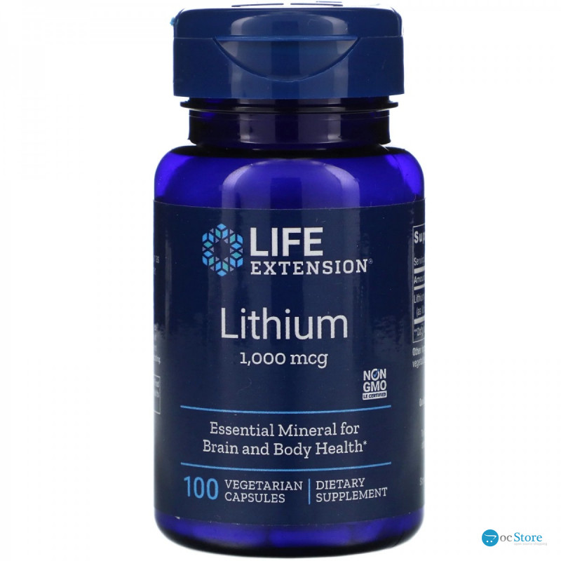 Літій оротат, Lithium, Life Extension, 1000 мкг, 100 вегетаріанських капсул