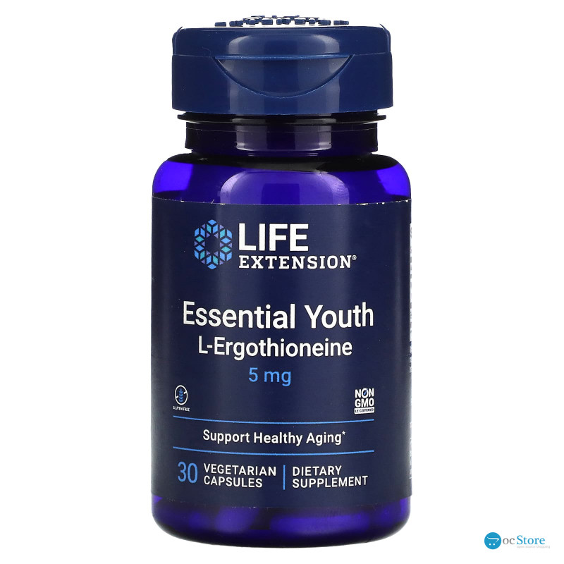 L-ерготіонеїн, Essential Youth L-Ergothioneine, Life Extension, підтримка молодості, 5 мг, 30 вегетаріанських капсул