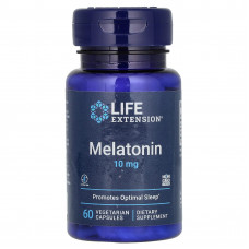 Мелатонін, Melatonin, Life Extension, 10 мг, 60 капсул
