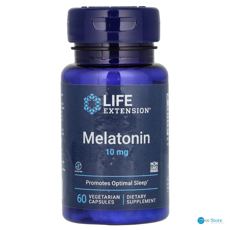 Мелатонін, Melatonin, Life Extension, 10 мг, 60 капсул