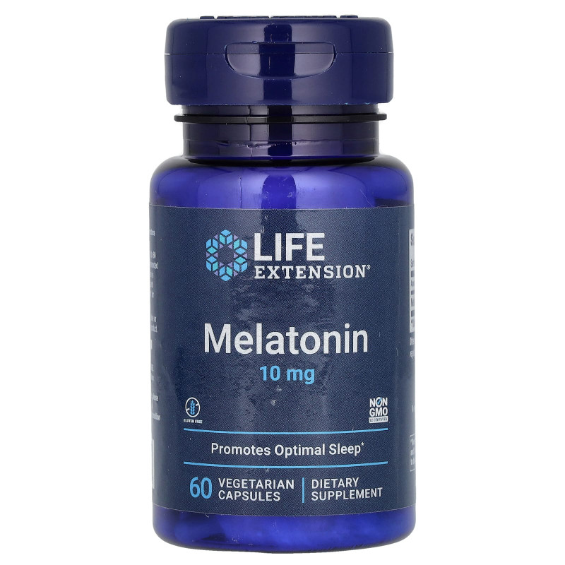 Мелатонін, Melatonin, Life Extension, 10 мг, 60 капсул