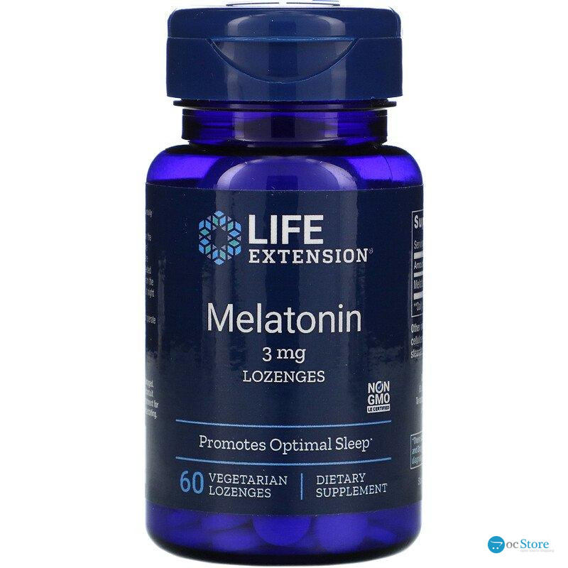 Мелатонін, Melatonin, Life Extension, 3 мг, 60 льодяників