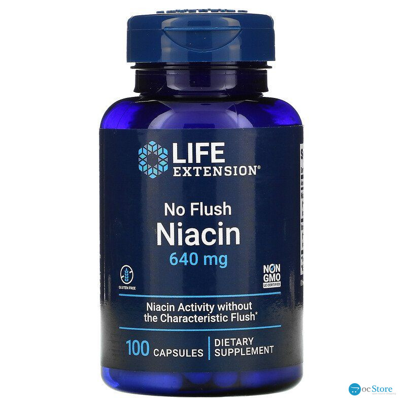 Ніацин (Вітамін В3), No Flush Niacin, Life Extension, 640 мг, 100 капсул