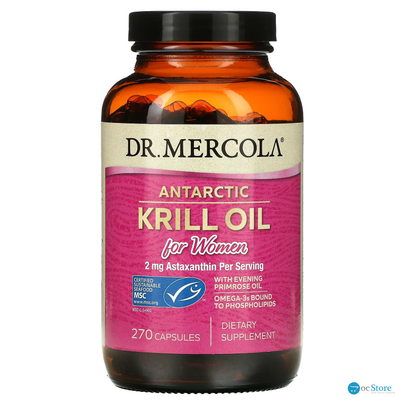 Масло криля антарктична, Krill Oil, Dr. Mercola, для жінок, 270 капсул