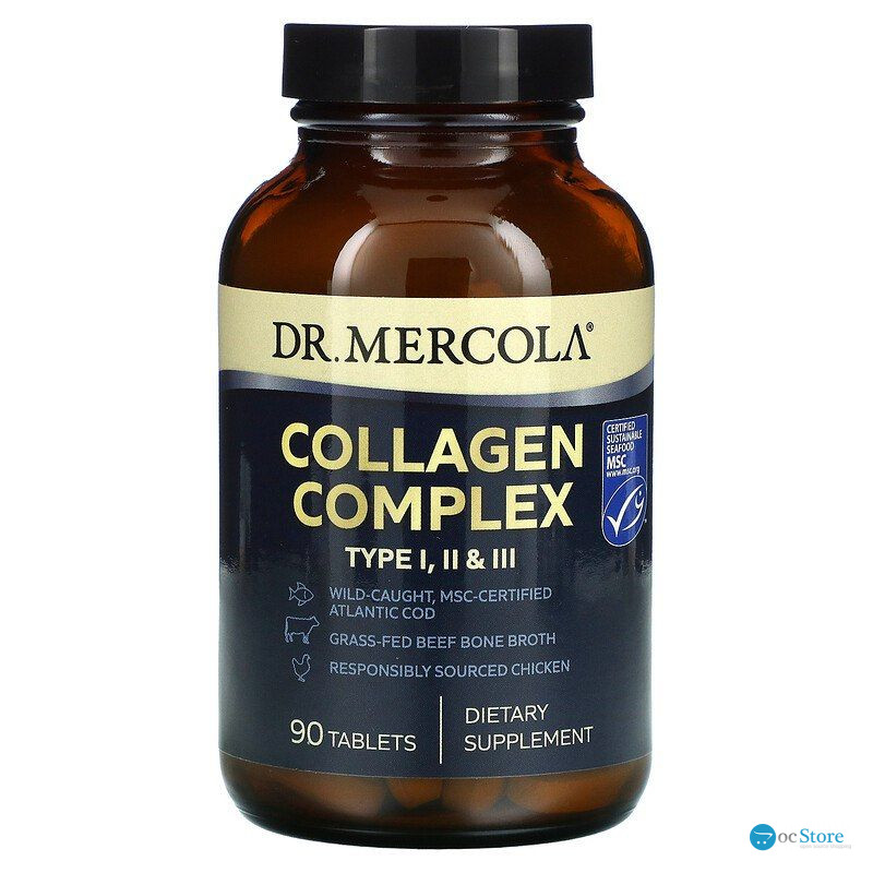 Колаген типу I, II та III, Collagen Complex, Dr. Mercola, комплекс, 90 пігулок