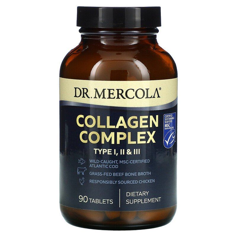 Колаген типу I, II та III, Collagen Complex, Dr. Mercola, комплекс, 90 пігулок