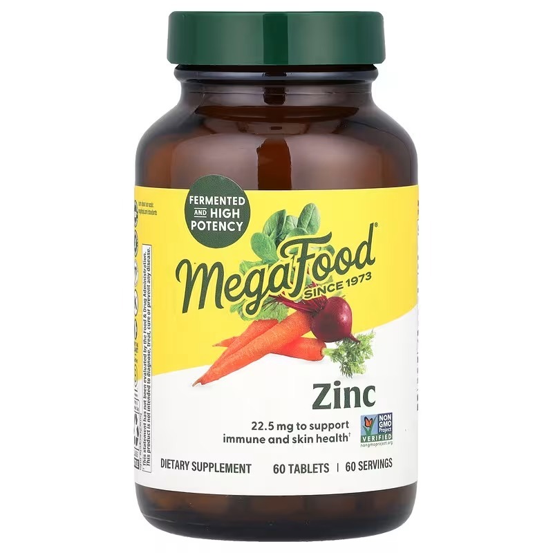 Цинк, Zinc, MegaFood, 22,5 мг, 60 таблеток