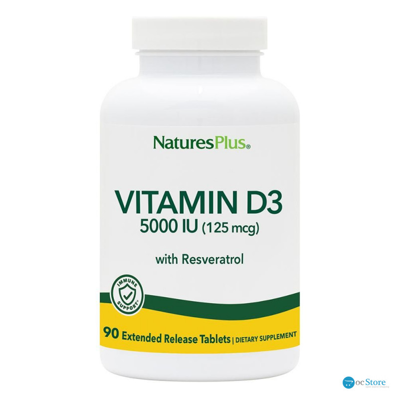 Вітамін D3 ультра, Ultra Vitamin D3, Nature's Plus, 125 мкг (5000 МО), 90 таблеток з розширеним вивільненням