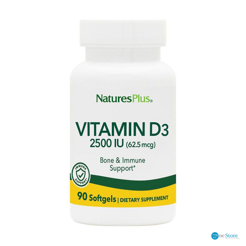 Вітамін D3, Vitamin D3, Nature's Plus, 2500 МО, 90 гелевих капсул