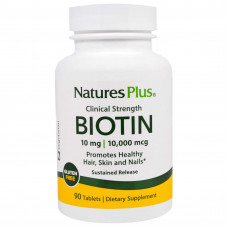 Біотин з уповільненим вивільненням, Biotin, Nature's Plus, 10000 мкг, 90 таблеток
