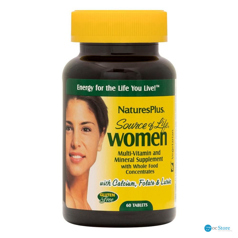 Мультивітаміни для жінок, Multi-Vitamin and Mineral, Nature's Plus, Source of Life, з цілісними харчовими концентратами, 60 таблеток