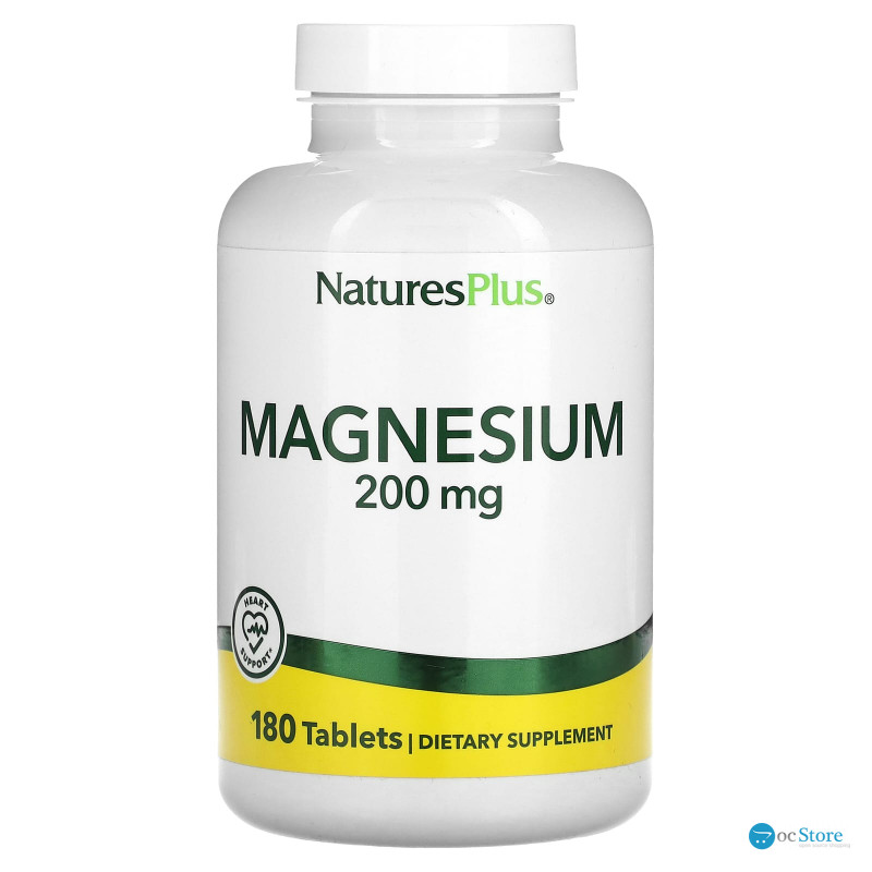 Магній, Magnesium, Nature's Plus, 200 мг, 180 таблеток