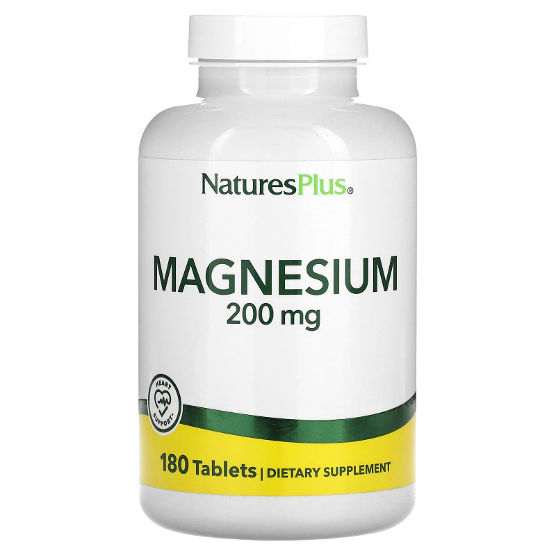 Магній, Magnesium, Nature's Plus, 200 мг, 180 таблеток