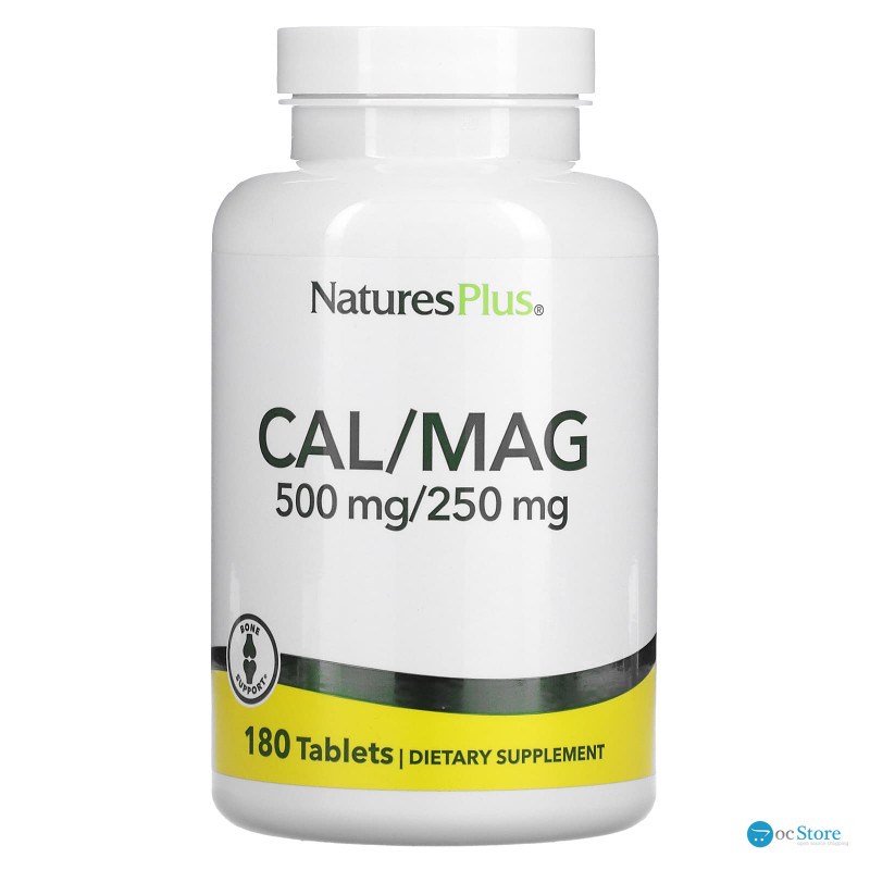 Кальцій і магній, Cal / Mag, Nature's Plus, 500/250 мг, 180 таблеток