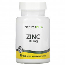 Цинк в таблетках, Zinc, Nature's Plus, 10 мг, 90 таблеток