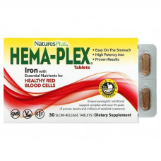 Комплекс вітамінів і мінералів, Hema-Plex, Nature's Plus, 30 таблеток з повільним вивільненням