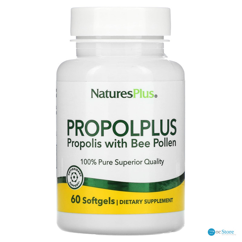 Прополіс, Propolis w / Bee Pollen, Nature's Plus, бджолиний пилок, 60 капсул