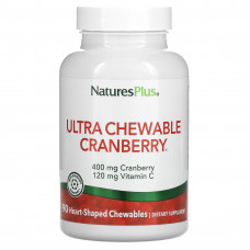 Журавлина з вітаміном C, Cranberry With Vitamin C, Nature's Plus, журавлина та полуниця, 90 жувальних таблеток