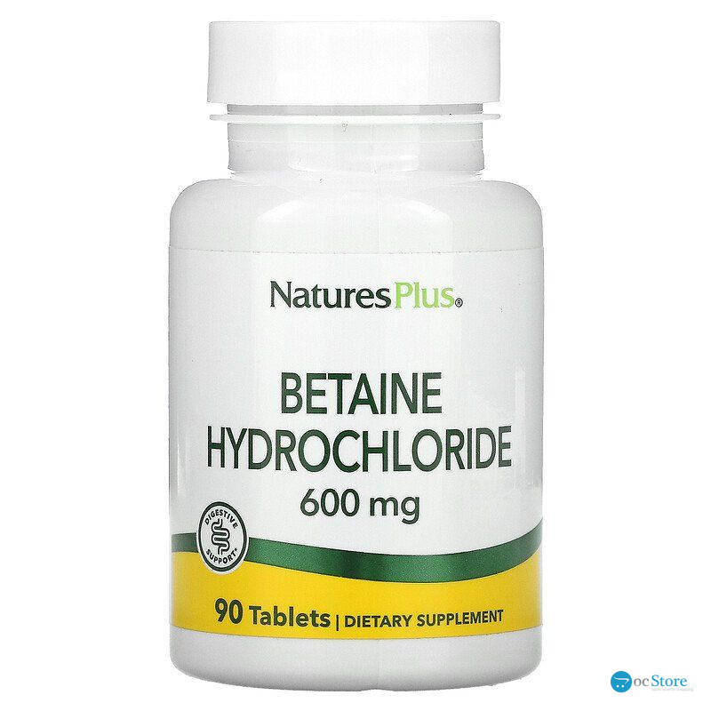 Бетаїну гідрохлорид, Betaine Hydrochloride, Nature's Plus, 600 мг, 90 таблеток