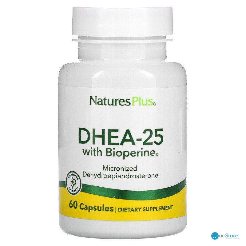 ДГЕА-25 з біоперіном, DHEA-25 With Bioperine, Nature's Plus, 60 вегетаріанських капсул