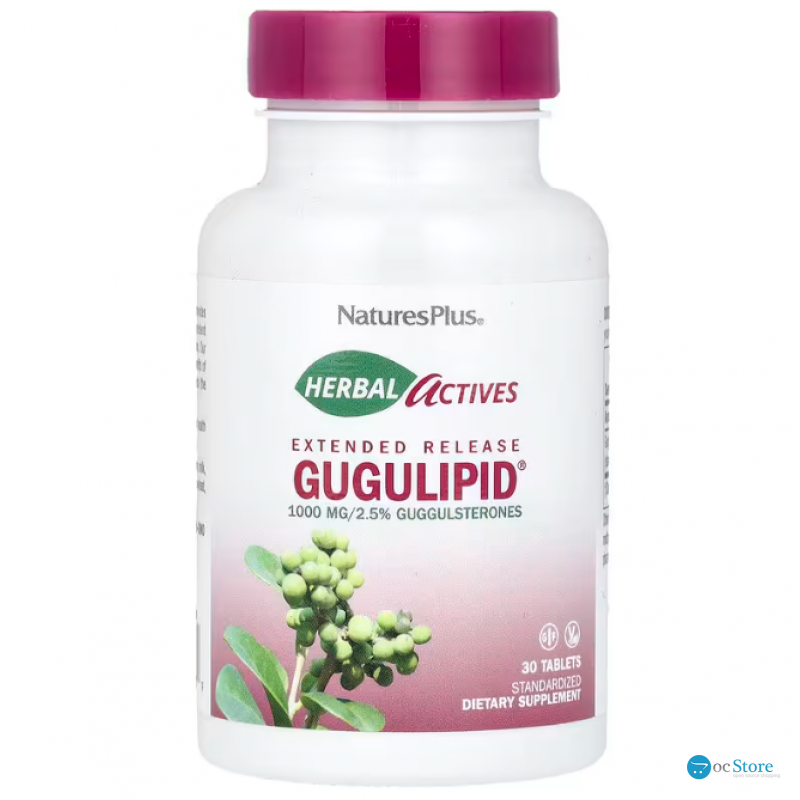 Гуггул, Gugulipid, Nature's Plus, Herbal Actives, 1000 мг, 30 таблеток