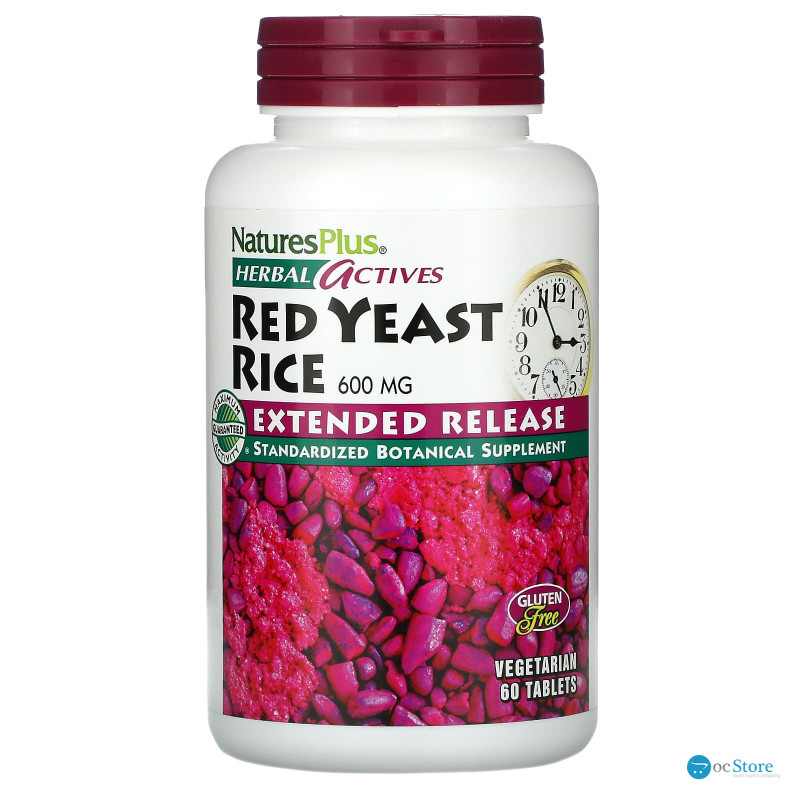 Червоний дріжджовий рис, Red Yeast Rice, Nature's Plus, Herbal Actives, 600 мг, 60 таблеток