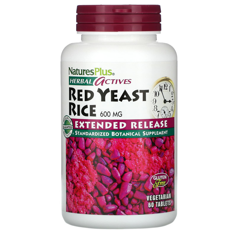 Червоний дріжджовий рис, Red Yeast Rice, Nature's Plus, Herbal Actives, 600 мг, 60 таблеток
