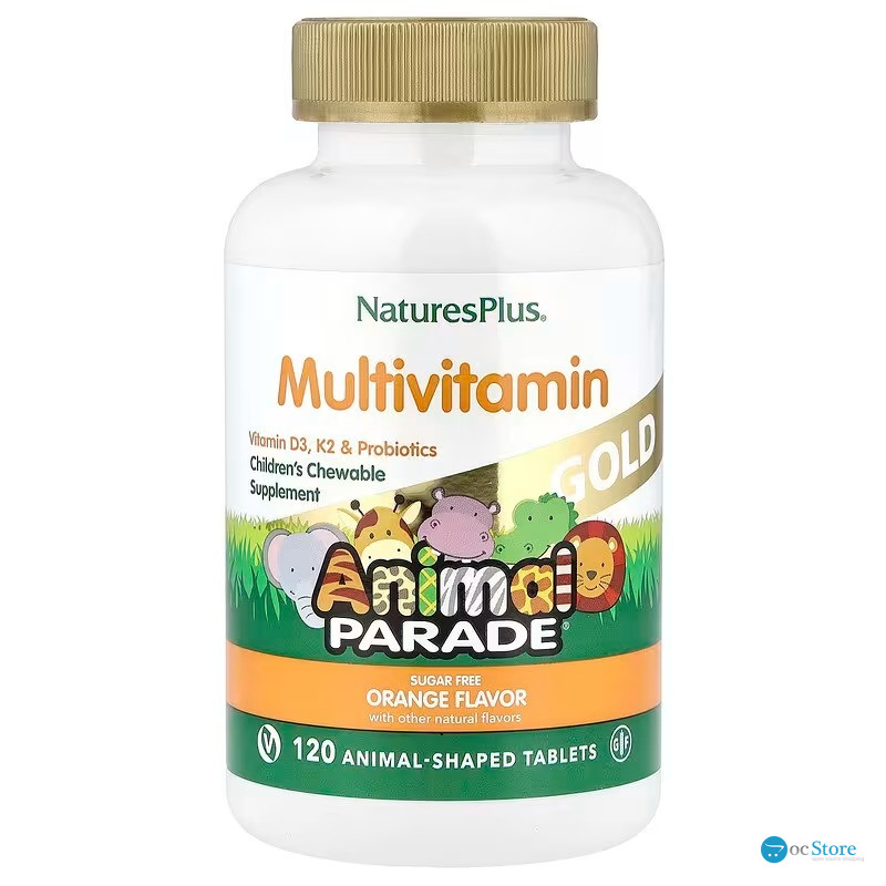 Вітаміни для дітей, Children's Chewable Multivitamin, Nature's Plus, Animal Parade, смак апельсину, 120 жувальних таблеток у формі тварин