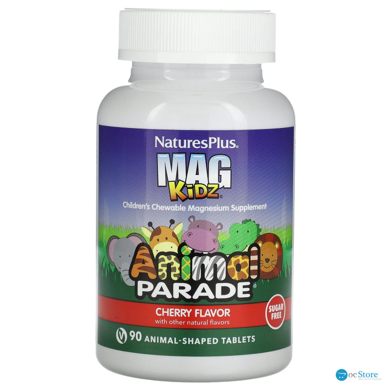 Магній для дітей, Children's Magnesium, Nature's Plus, Animal Parade, смак вишні, 90 жувальних цукерок у формі тварин