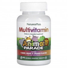 Мультивітаміни та мінерали для дітей, Multi-Vitamin & Mineral Supplement, Nature's Plus, з різними смаками, 90 таблеток у формі тварин
