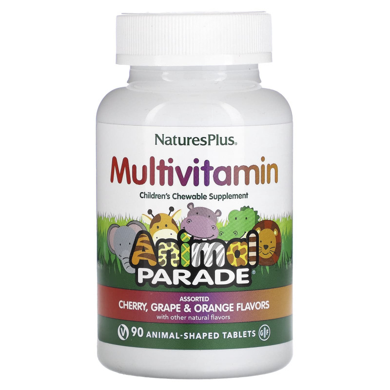 Мультивітаміни та мінерали для дітей, Multi-Vitamin & Mineral Supplement, Nature's Plus, з різними смаками, 90 таблеток у формі тварин