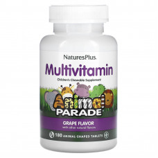 Вітаміни для дітей, Multi-Vitamin and Mineral, Nature's Plus, Animal Parade, смак винограду, 180 тварин