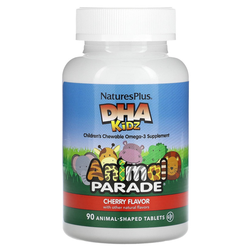 Риб'ячий жир для дітей, DHA for Kids, Nature's Plus, Animal Parade, вишневий смак, 90 жувальних цукерок