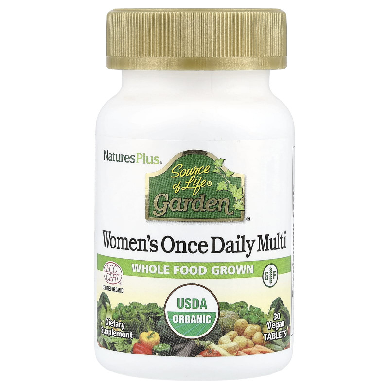 Щоденні мультивітаміни для жінок, Women's Once Daily Multi, Nature's Plus, Source of Life Garden, 30 веганських таблеток