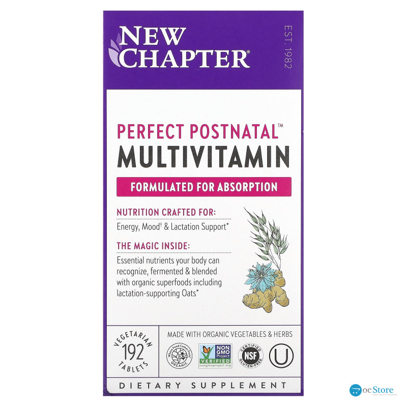 Мультивітамінний постнатальний комплекс, Postnatal MultiVitamin, New Chapter, 192 вегетаріанські таблетки