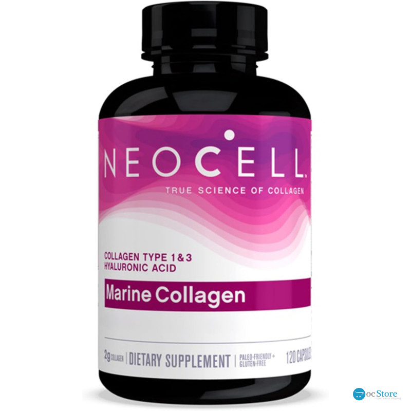 Морський колаген та гіалуронова кислота, Marine Collagen, Neocell, риб'ячий колаген 1 та 3 типу, 120 капсул