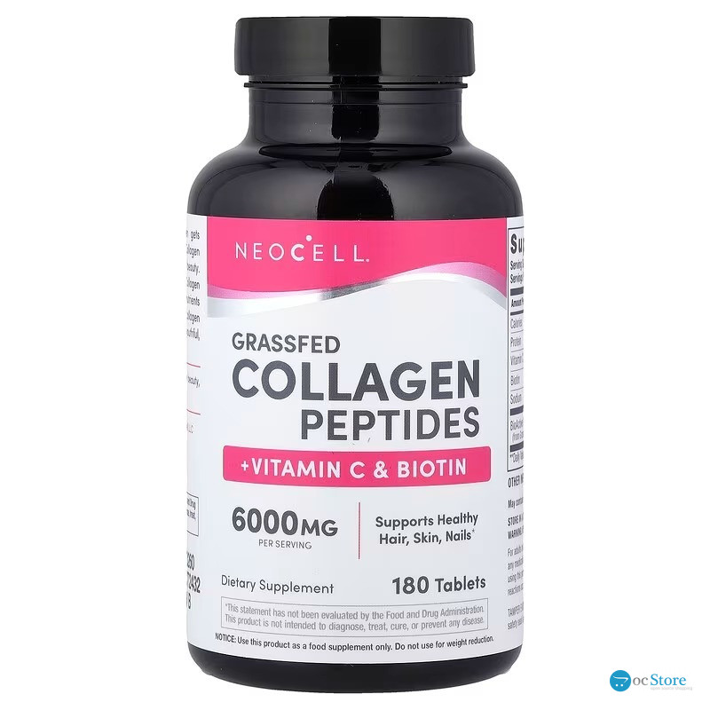 Пептиди колагену + вітамін С та біотин, Collagen + Vitamin C & Biotin, NeoCell, супер, 180 таблеток