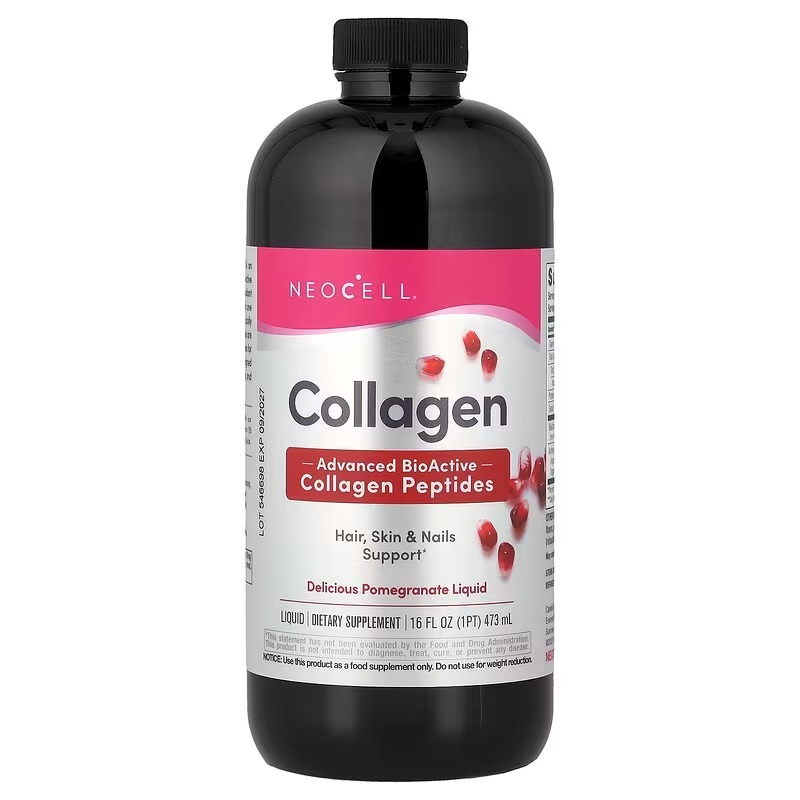 Колаген 1 та 3 типу, Collagen Type 1 & 3 Liquid, NeoCell, рідкий, концентрат гранату, 473 мл